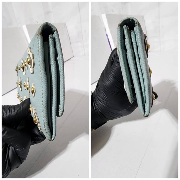 Authentic Prada Saffiano Fiori Wallet Blue - Picture 5 of 15